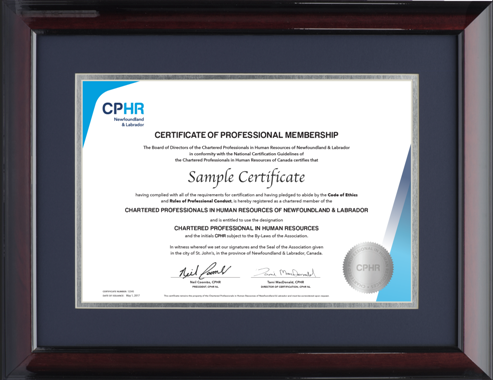 CPHR-NL Wood upgrade #1 (120953) Wood frame with double mat board (NPB/SS)